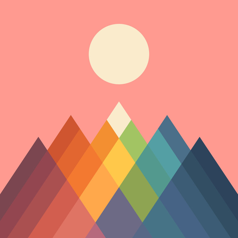 «Rainbow Peak» par Andy Westface - reproduction, H 12 po x l 12 po, Non, Toile tendue