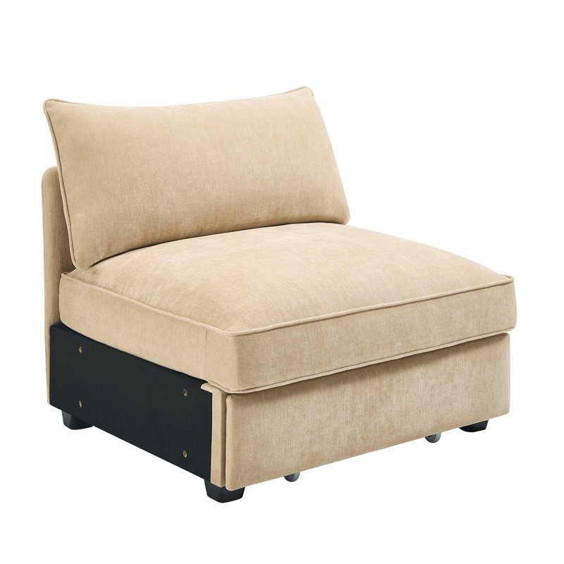 Blé sans accoudoirs en chenille, rangement dissimulé et adaptable à l'intérieur - velours de blé, passepoil, rangement facile d'accès