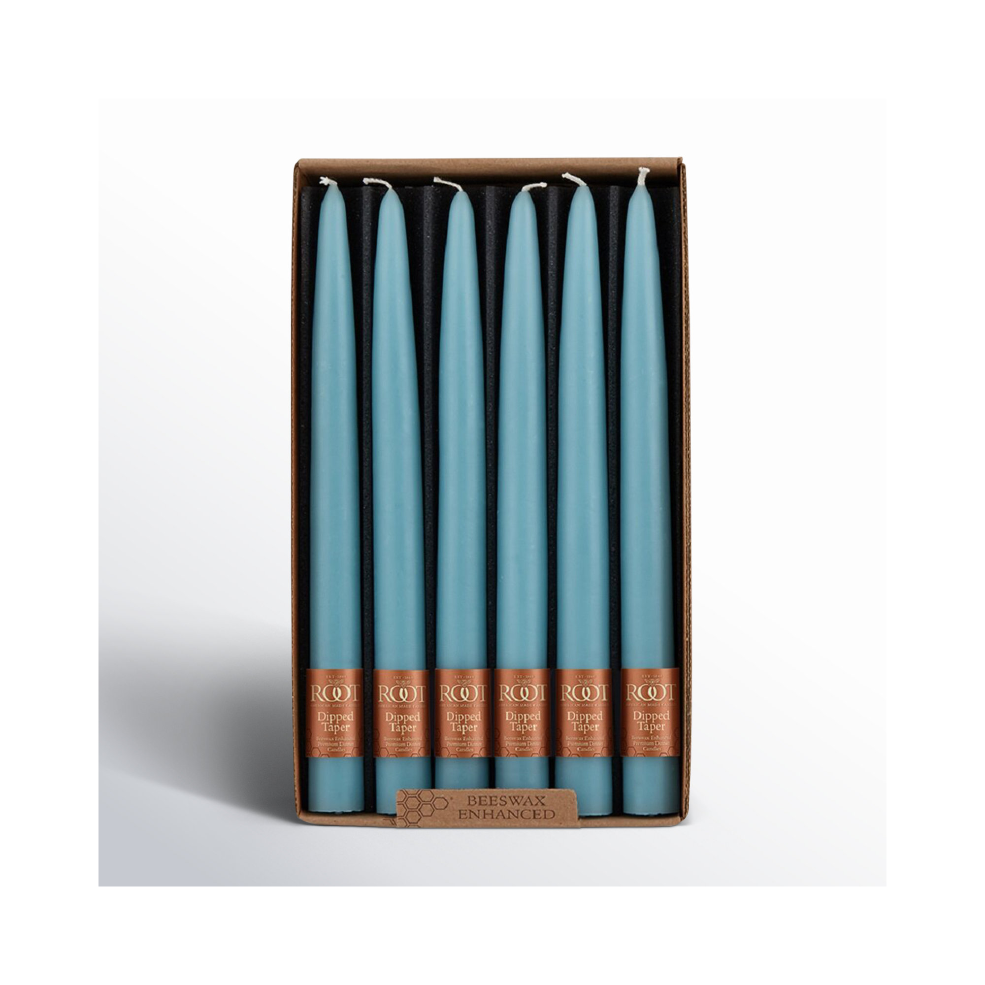 12 Piece Unscented Taper Candle Set, Sky, 9" H x 0.88" W x 0.88" D
