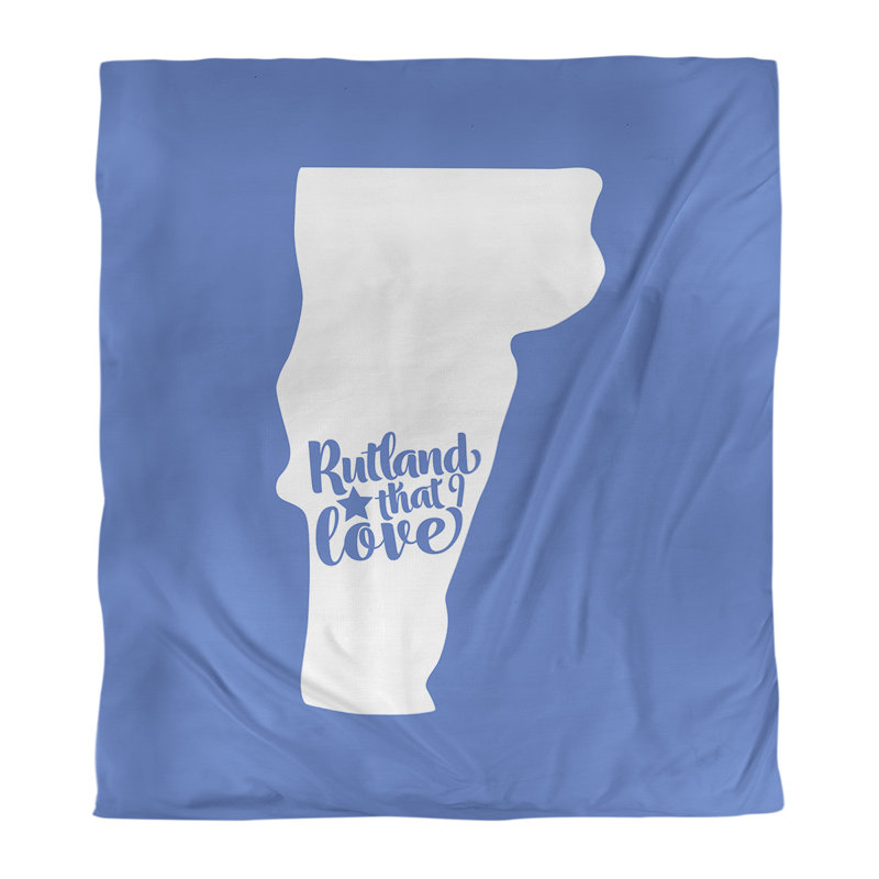 Housse de couette réversible simple rutland vermont love, Polyester brossé, Housse de couette simple TG, Bleu