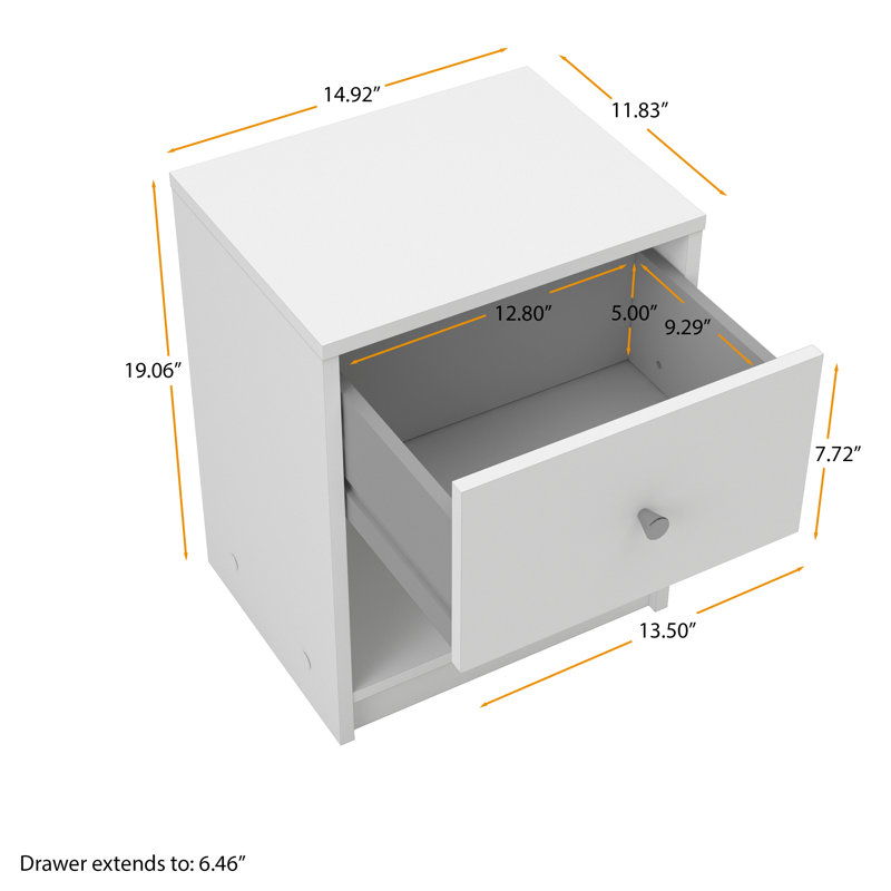 Clanton Small-Space 1 - Drawer Nightstand, White