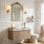 Meuble-lavabo avec tiroirs et portes, comptoir en pierre frittée gris clair et lavabo en céramique-306290664-306290674-306290676