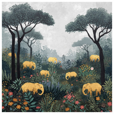Éléphants dans des couvertures de forêt