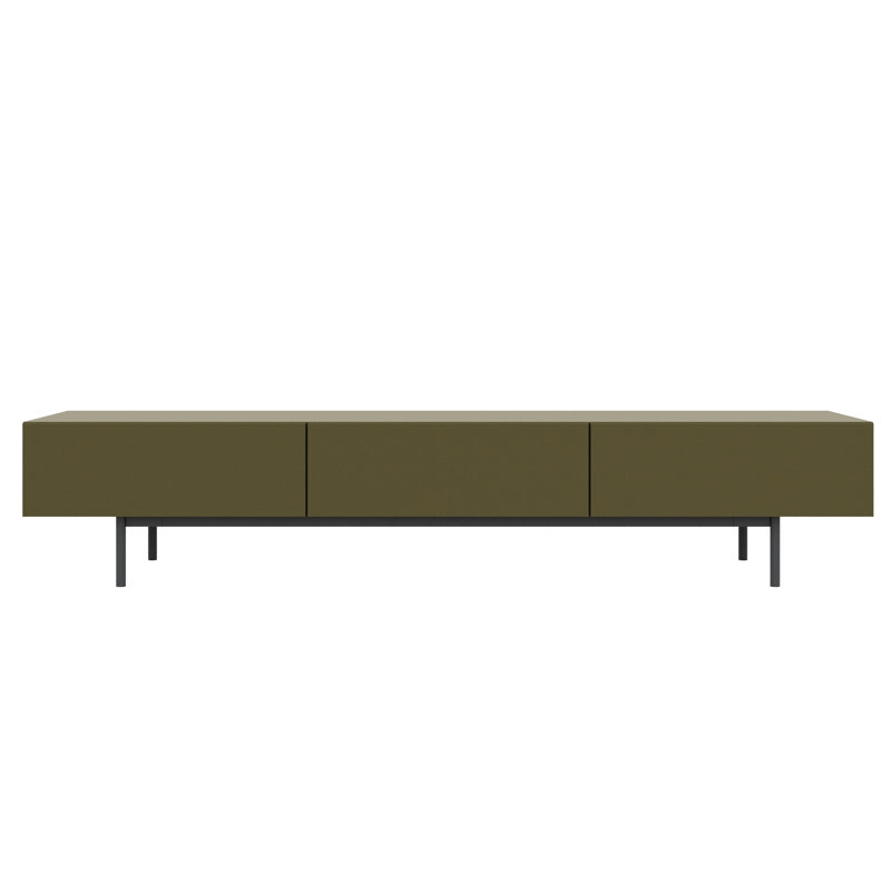 Meuble télé Linea moderne de 72 po avec 3 tiroirs, Vert mousse