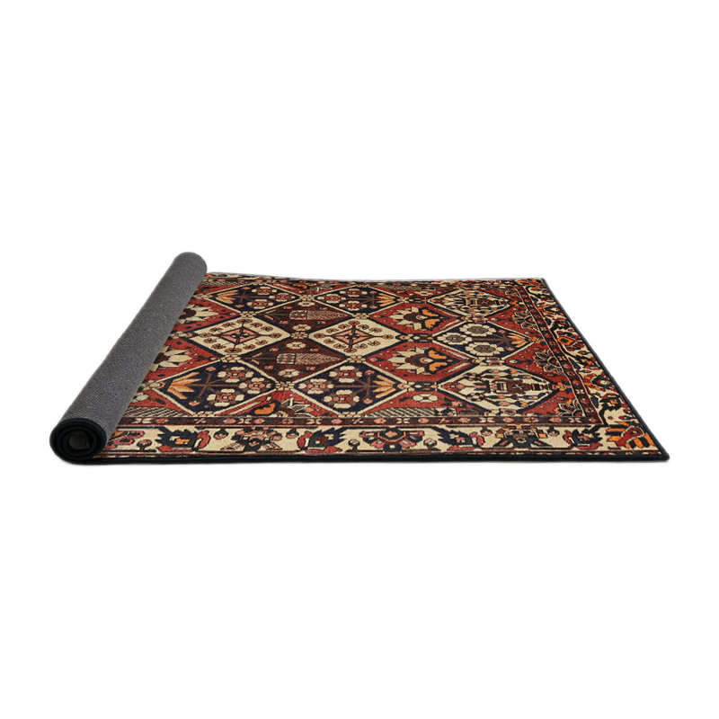 Tapis géométrique rouge / beige / brun, Rond 4 pi
