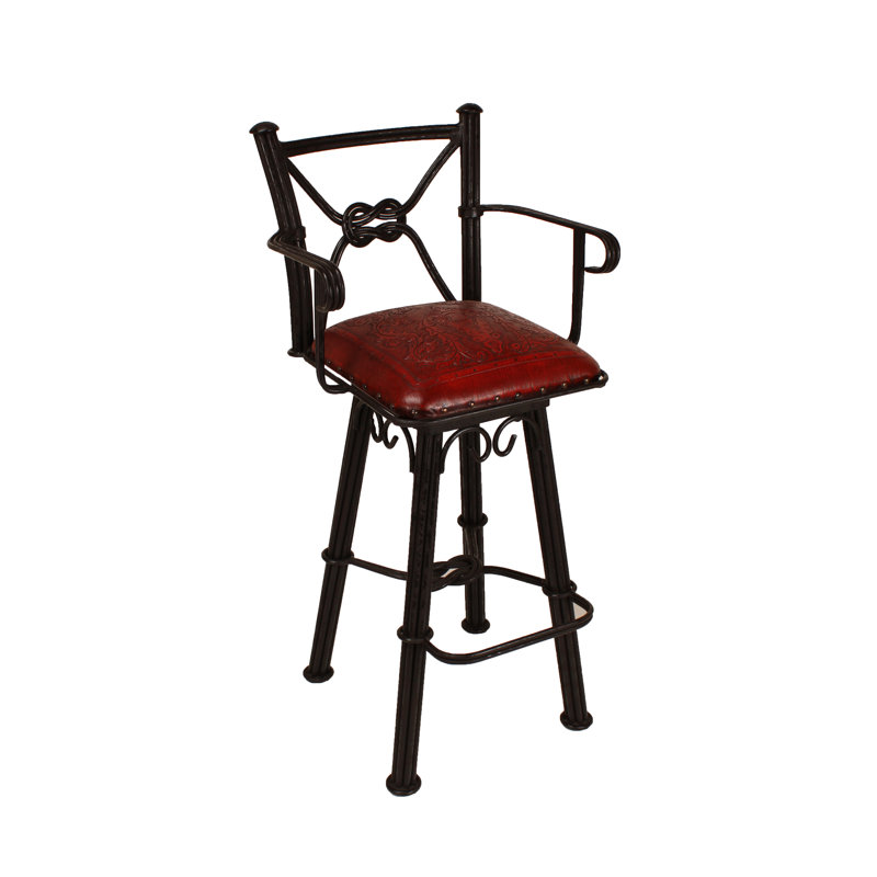 Tabouret de bar et de comptoir pivotant Lingle, Rouge, Tabouret de bar (siège d’une hauteur de 30 po)