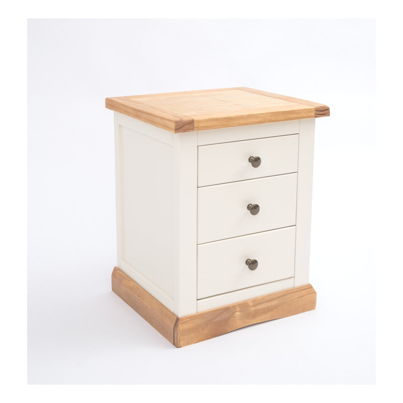 Milian 45cm W Solid + Manufactured Wood Bedside Table, White/Antique Brass