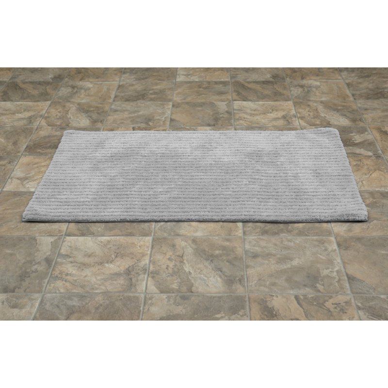 Viridian Nylon Bath Rug with Non-Slip Backing, Platinum Gray, 24" x 40"