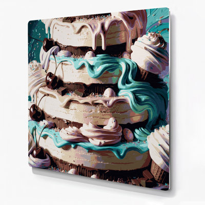 Desserts Ice cream cake Gray Metal Wall Art