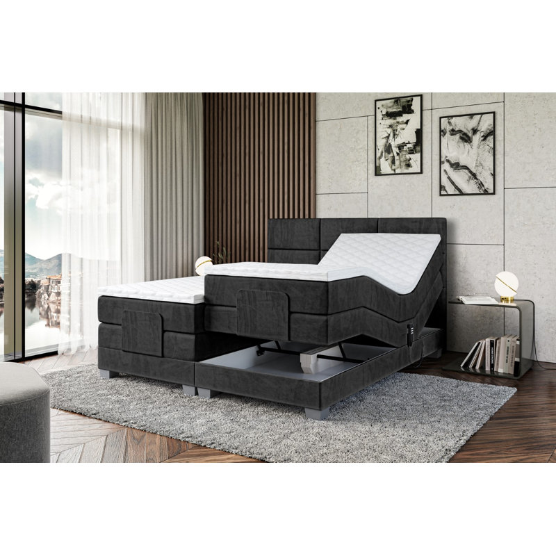 Orlo Bed with Mattress, Black, 180cm W x 200cm L