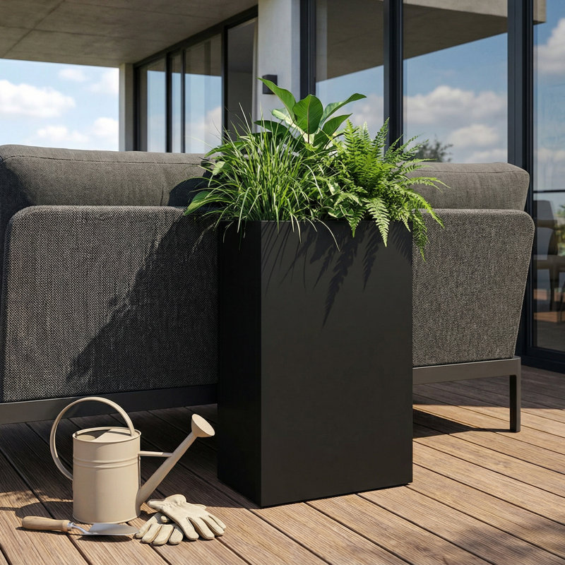 Jardinières rectangulaires en métal pour plantes d'extérieur, H 30 po x l 16 po x P 10 po