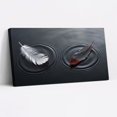 Ensemble de 1 tableau sur toile à motif de plumes ondulées