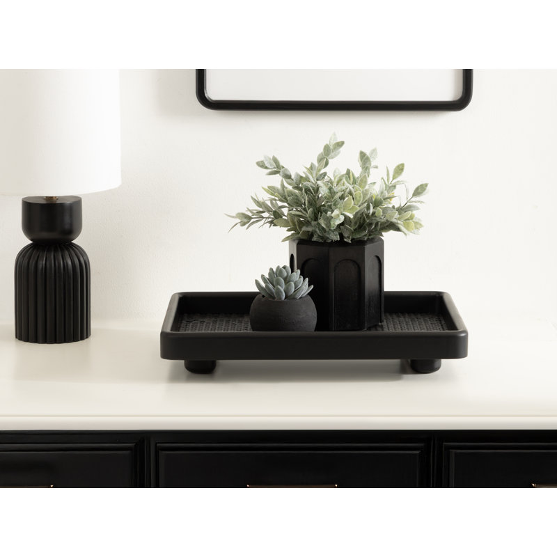 Plateau en rotin Creekmore, Noir