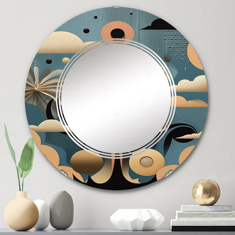 Borneo - Miroir mural moderne rond, 24 po x 24 po