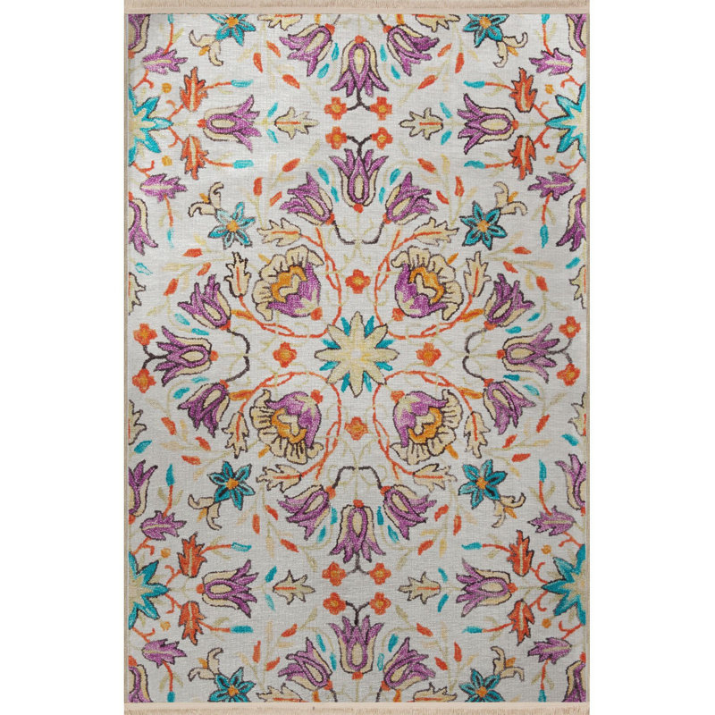 Tapis décoratif lavable à la machine beige, Tapis de couloir 3 pi 3 po x 6 pi 7 po