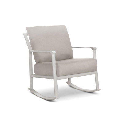 Chaise berçante d'extérieur en métal avec coussins