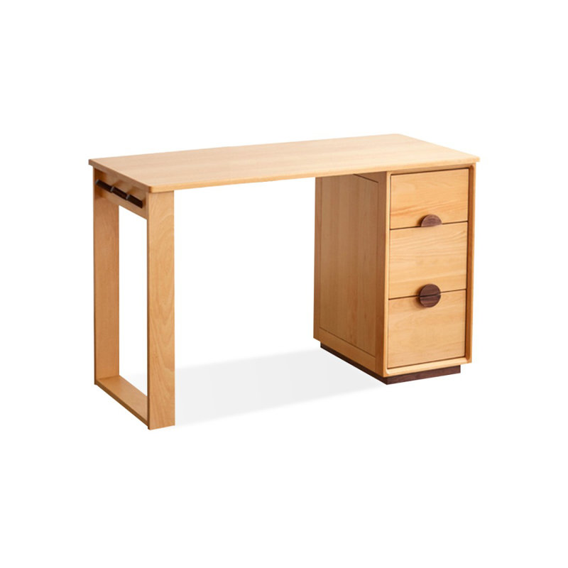 Bureau double caisson en bois massif avec 3 tiroirs Burlywood, H 29,53 po x l 39,37 po x P 20,47 po