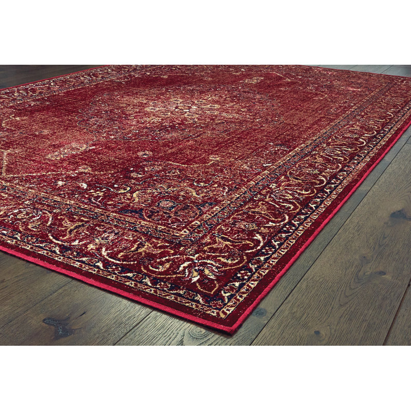 Tapis rouge en coton Hudson Oaks, Rectangle 2 pi 7 po x 13 pi 1 po