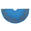 Imperial Blue Hand Beaded Christmas Tree Skirt on Blue Silk- Large - 72''
