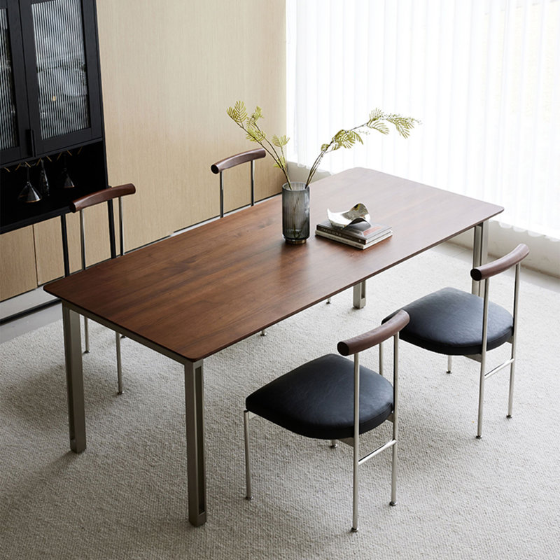 Table de maison simple en acier inoxydable moderne, L 31,5 po x L 55,12 po