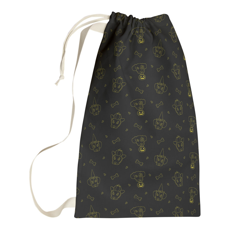 Fabric Laundry Bag with Handles, Small (29" H x 18" W x 1" D), Black/Yellow