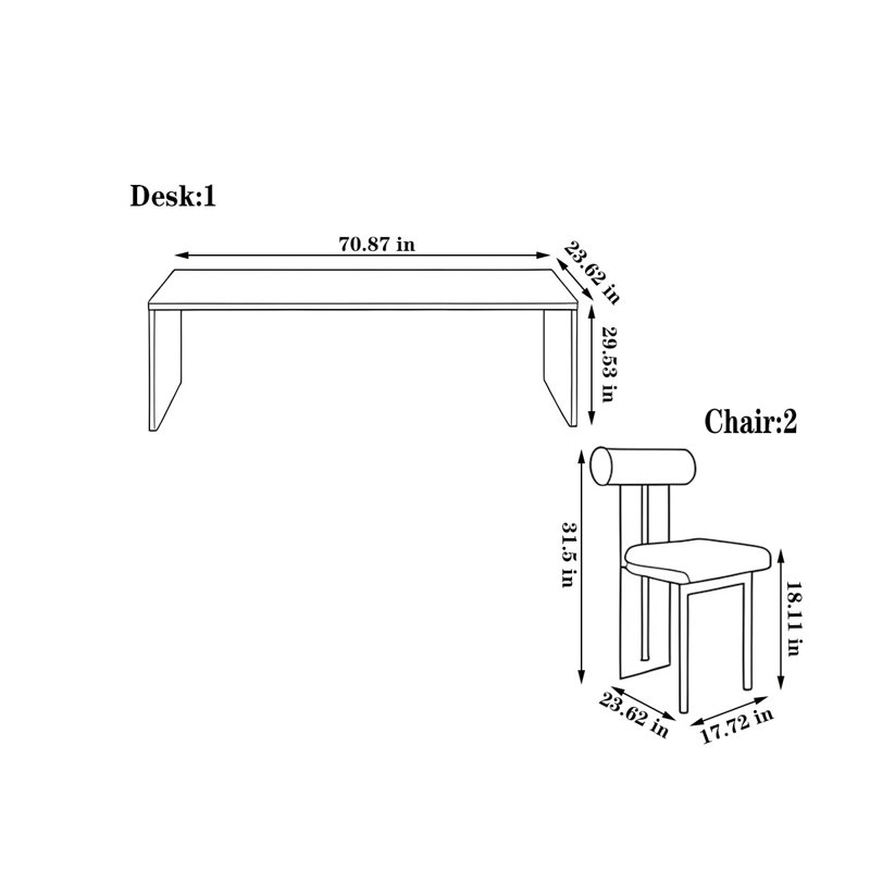 Solid Wood Double Desk, 29.53" H x 70.87" W x 23.62" D