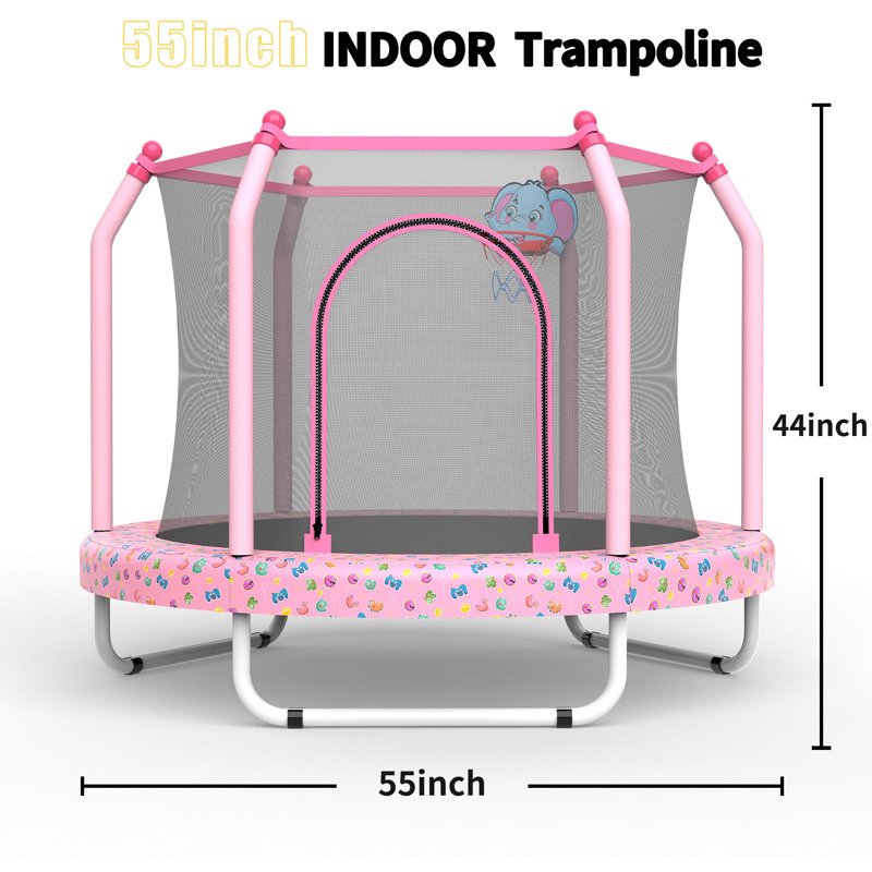 Trampoline de 55 pouces pour enfants avec trampoline intérieur et extérieur pour tout-petit