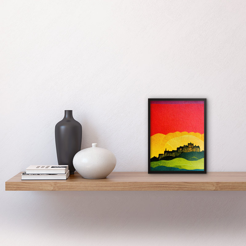 Edinburgh Castle Rainbow Sunset Cityscape 1 Piece Single Picture Frame Wall Art
