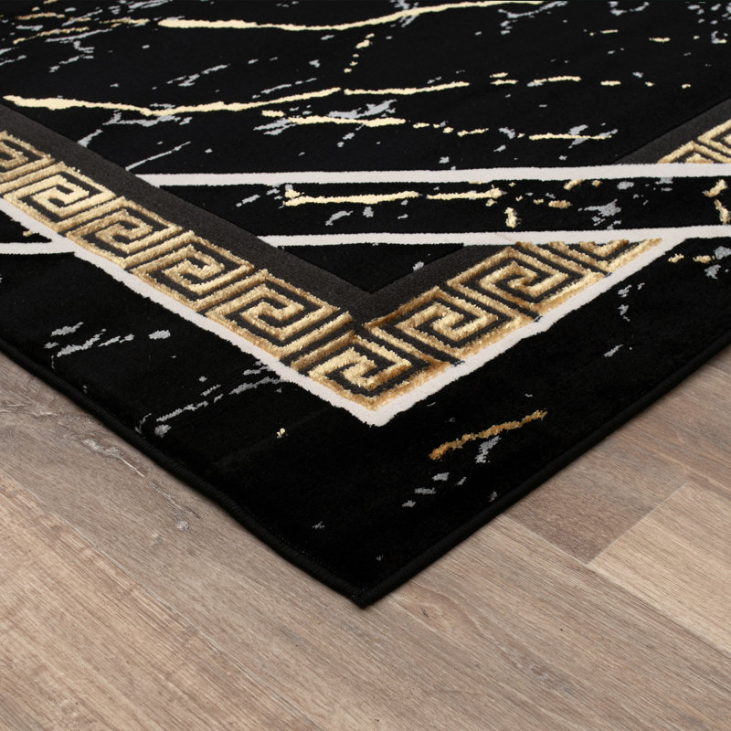 Tapis noir / gris / ivoire / beige Monaco Series, Rectangle 5 pi 3 po x 7 pi 3 po