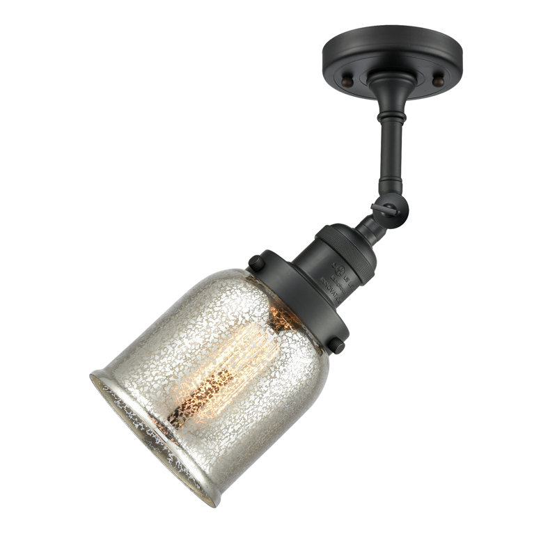 Hanceville Glass Semi Flush Mount, 6 Watt Vinage LED Bulb, Oil Rubbed Bronze, Silver Mercury