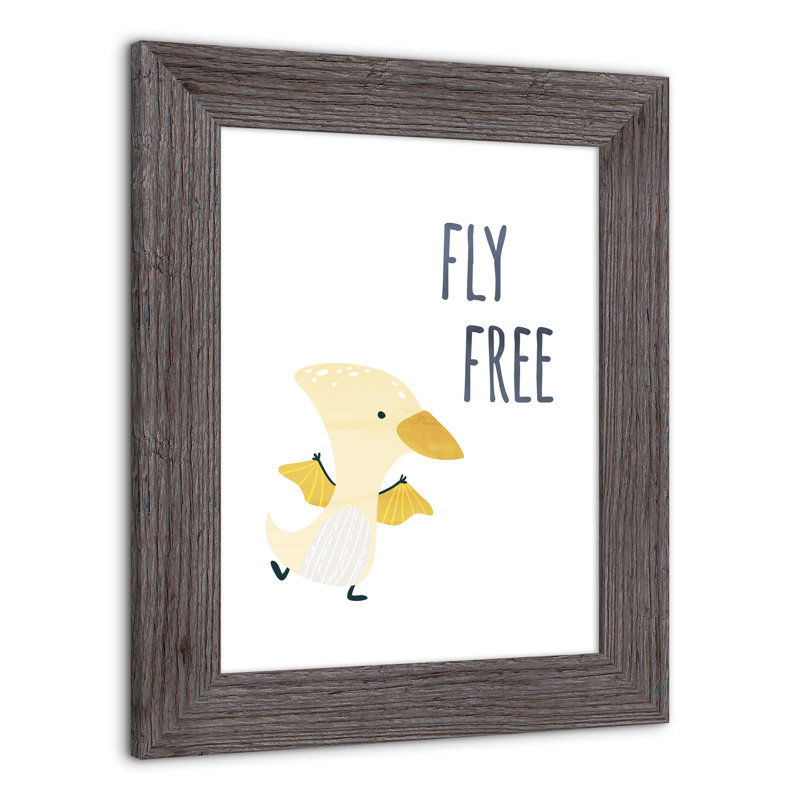 «Flying Dino», art encadré gratuit, H 14 po x l 11 po x P 0,75 po, Cadre gris