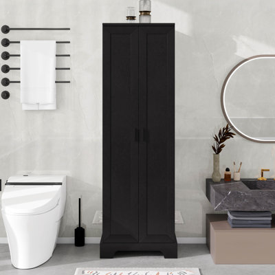 Armoire de rangement Laurah avec deux portes pour salle de bain, bureau, armoire de rangement pour salle de bain avec tablette réglable, panneau de fibres à densité moyenne