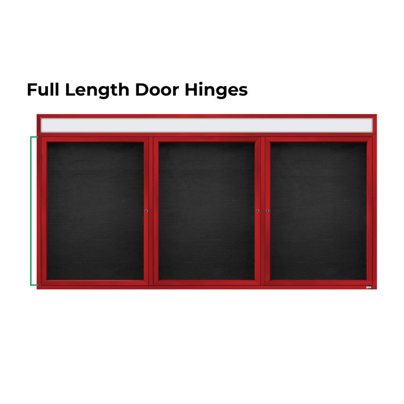 Carte à fixation murale délimitée directory cabinet, Rouge thermolaqué, Trois, H 48 po x l 96 po