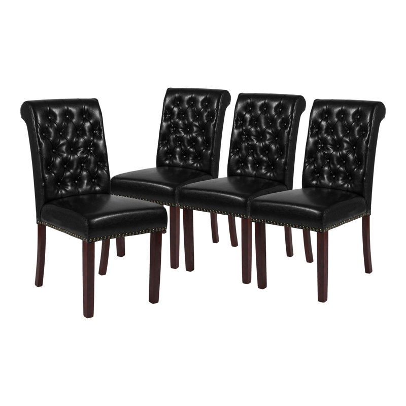Feige Parsons Chairs-Rolled Back, Accent Nail Trim, Black