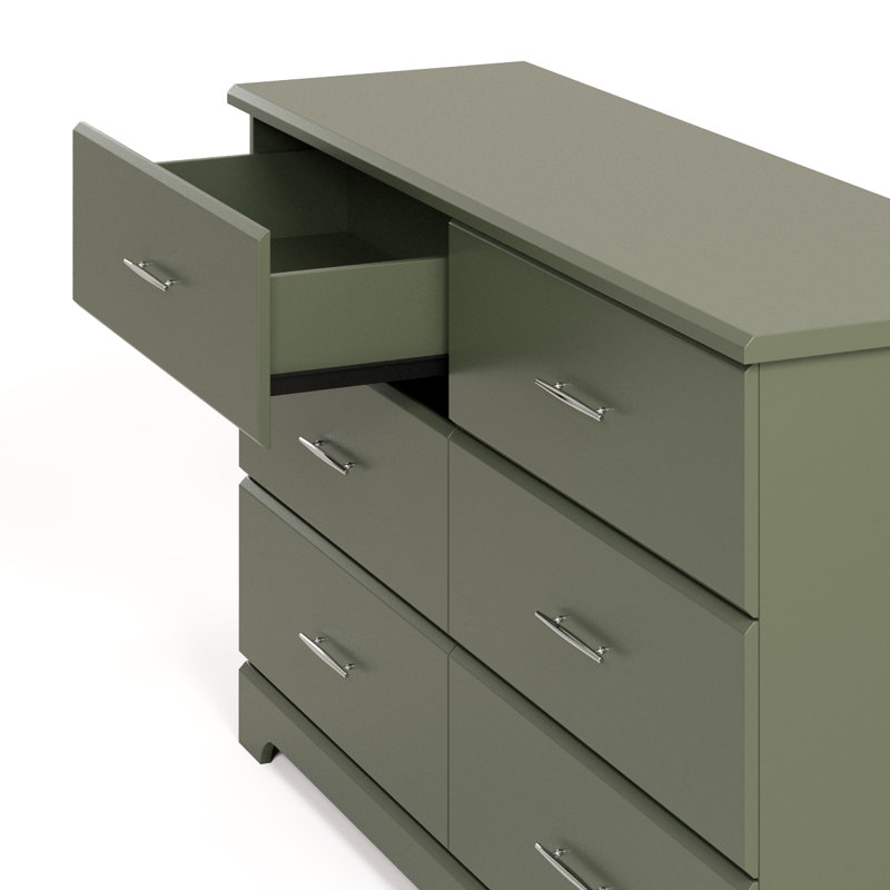 Commode double à 6 tiroirs Brookside, Olive