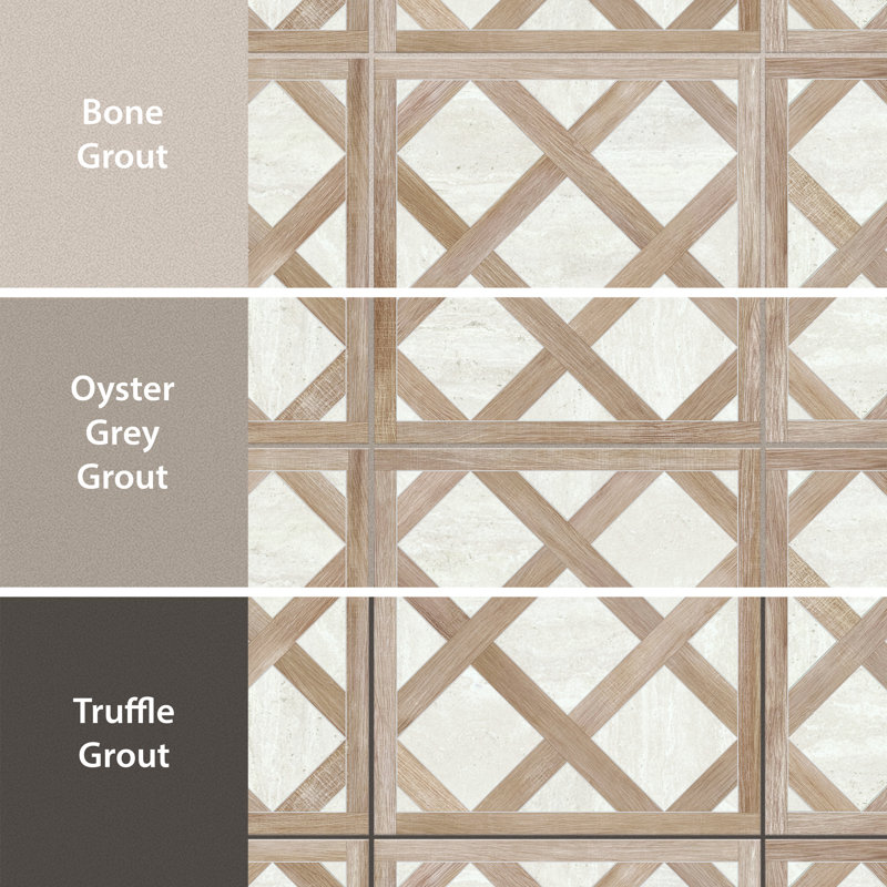 Fusione Intarsio 23-1/2 in. x 23-1/2 in. Porcelain Floor and Wall Tile, Brown Cream