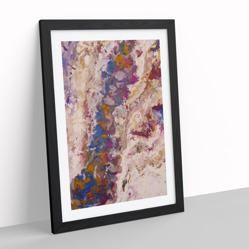 Broken Earth Abstract - Wall Art, Black Framed, 66cm H x 48cm W x 2cm D, White
