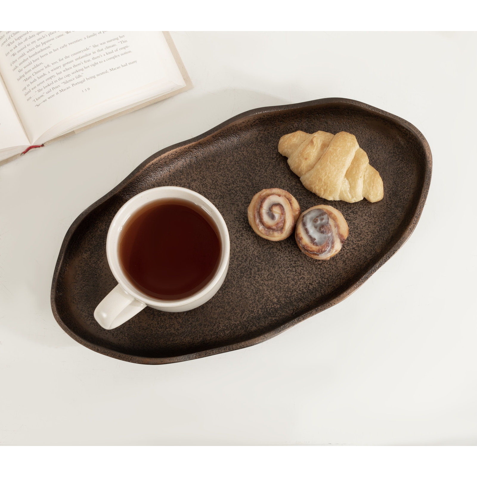 Metal Tray - Set of 1, Bronze