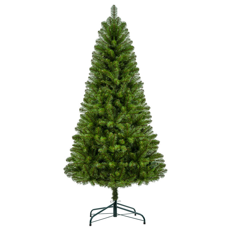 Arbre de Noël artificiel non éclairé 7 pi - 775 branches en PVC, arbre de vacances vert classique réaliste avec support en métal robuste et pliable pour la décoration intérieure de maison / bureau