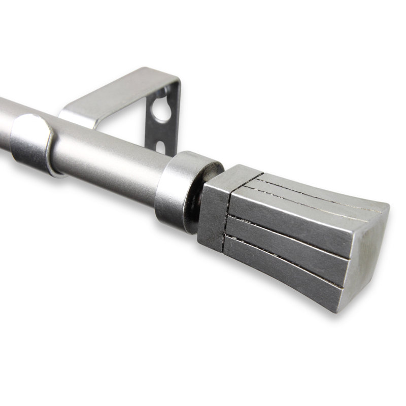 Tringle à rideaux simple réglable Shamar, 28 po - L 48 po, Nickel satiné