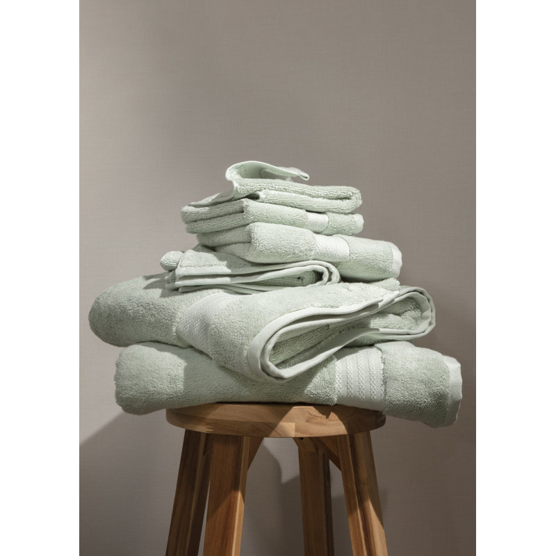 6 Piece 100% Organic Cotton Towel Set, Green