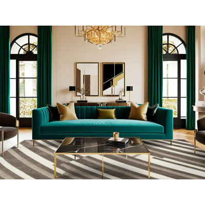  Tapis taupe lavable à rayures blanches
