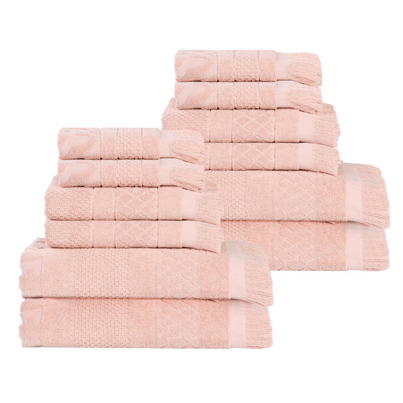 Serviette de bain Rolla, Rose, Essuie-mains - paquet de 6