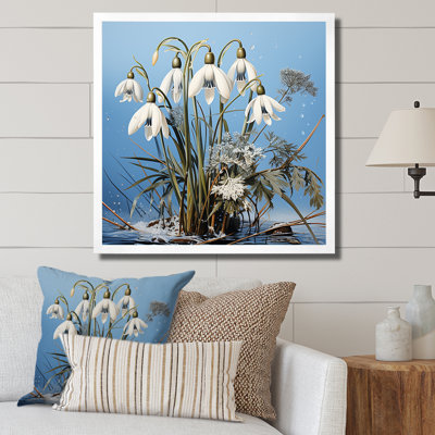 " Minimalism Blue And White Snowdrops Bloom V "