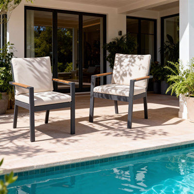 Chaises de patio d'extérieur en aluminium avec coussins