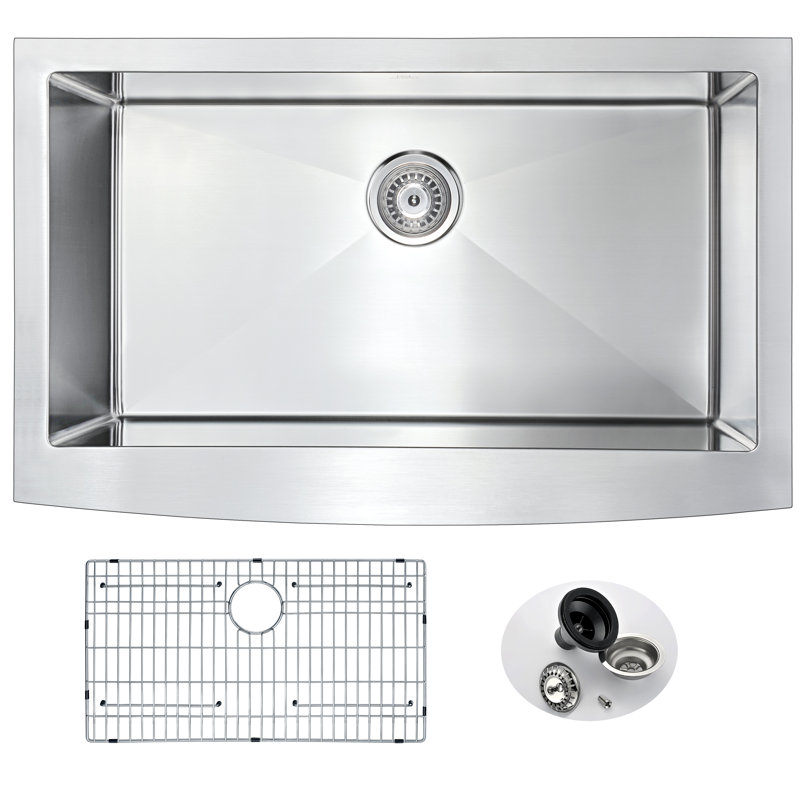 Elysian 32.875'' L Single Bowl Stainless Steel Kitchen Sink