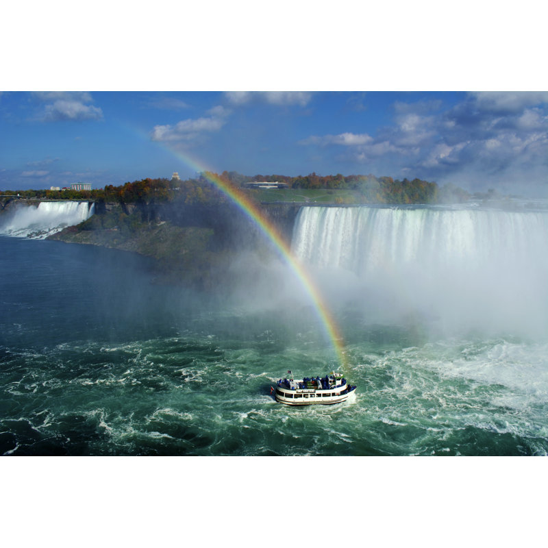 Chutes du Niagara et arc-en-ciel avec bateau par Luke Abrahams, H 20 po x l 30 po
