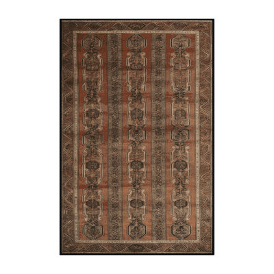 Machine Washable Art Deco Brown Area Rug