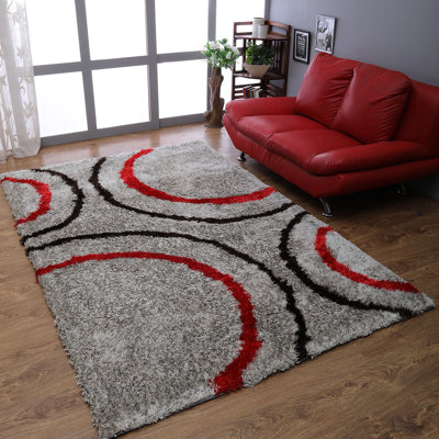 Tapis à poil long touffeté à la main Manns POLYESTER - 10 pi x 14 pi, rectangulaire | Multicolore | Design contemporain | Tapis de salon, chambre à coucher