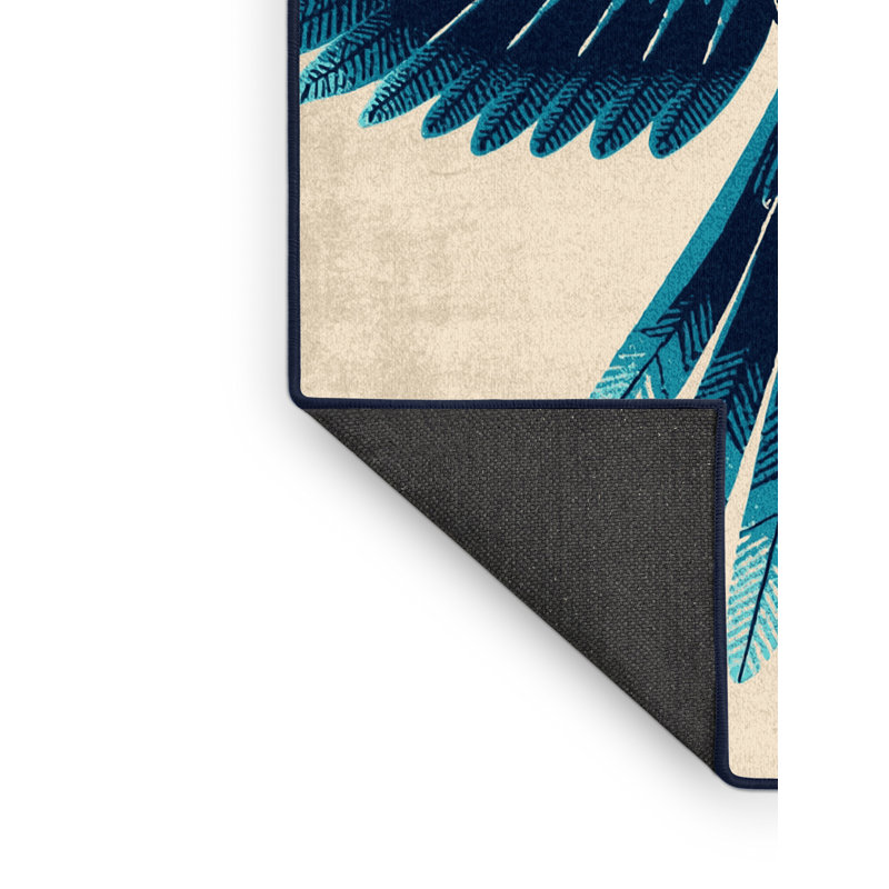 Tapis moelleux et moelleux à motif arc-en-ciel moderne et audacieux en beige et bleu marine, 8 x 10